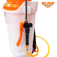 Elektrický postrekovač RURIS RSE 1400S – 14 l nádrž, 12V 8Ah batéria, teleskopická kovová tyč, tlak 6 bar, automatické miešanie, oranžová 5
