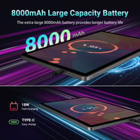 11-palcový tablet RUSHAR, Android 15, 36 GB RAM + 256 GB ROM (2 TB TF), 5G/2,4G WiFi, osemjadrový procesor 2,0 GHz, 2000x1200, 8000 mAh, 13 MP + 8 MP, GPS, rozpoznávanie tváre 5