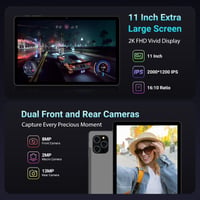11-palcový tablet RUSHAR, Android 15, 36 GB RAM + 256 GB ROM (2 TB TF), 5G/2,4G WiFi, osemjadrový procesor 2,0 GHz, 2000x1200, 8000 mAh, 13 MP + 8 MP, GPS, rozpoznávanie tváre 4