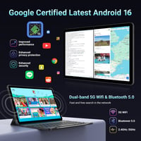 11-palcový tablet RUSHAR, Android 15, 36 GB RAM + 256 GB ROM (2 TB TF), 5G/2,4G WiFi, osemjadrový procesor 2,0 GHz, 2000x1200, 8000 mAh, 13 MP + 8 MP, GPS, rozpoznávanie tváre 2