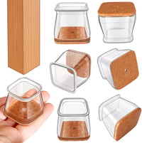Capace din silicon pentru picioare de scaun RUSIDO, pătrate, transparente, mărimea Large (26-40 mm) - 20 buc. 1