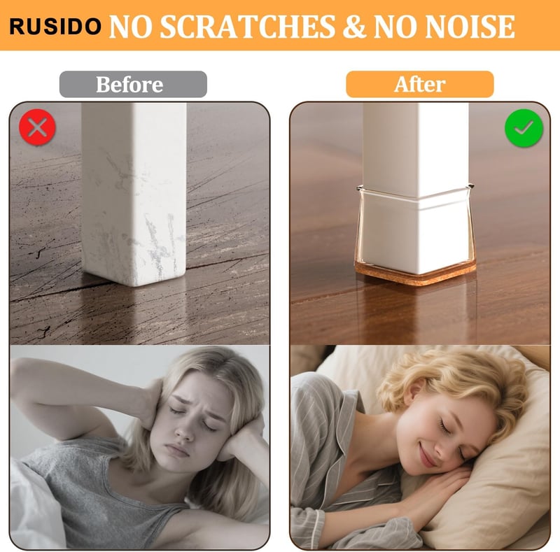 RUSIDO 20db Szögletes Szék Lábvédő Sapka Szilikon Tiszta 19-27mm Padlóvédelem