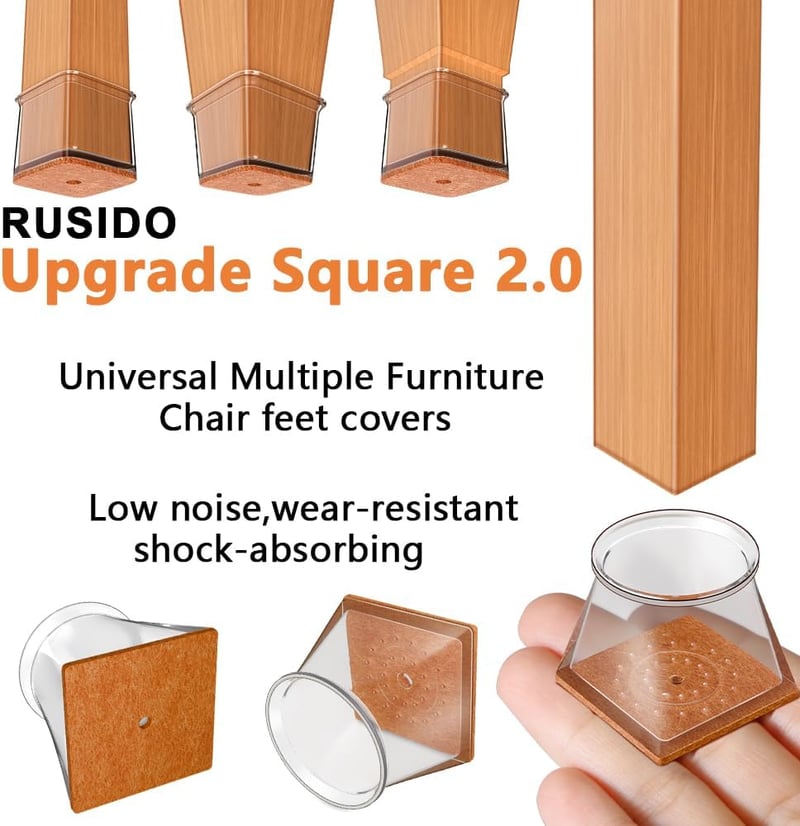 RUSIDO 20db Szögletes Szék Lábvédő Sapka Szilikon Tiszta 19-27mm Padlóvédelem