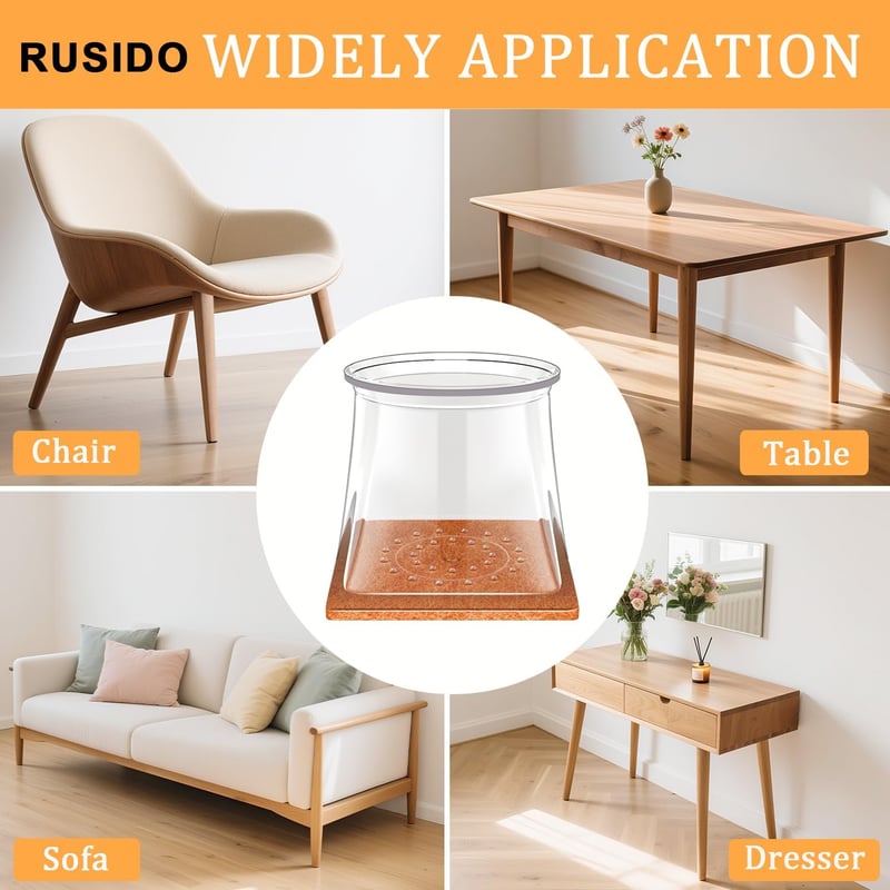 RUSIDO 20db Szögletes Szék Lábvédő Sapka Szilikon Tiszta 19-27mm Padlóvédelem