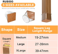 RUSIDO 20db Szögletes Szék Lábvédő Sapka Szilikon Tiszta 19-27mm Padlóvédelem 4