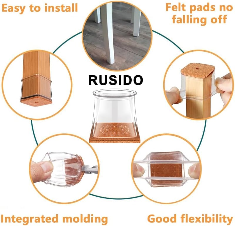 RUSIDO 20db Szögletes Szék Lábvédő Sapka Szilikon Tiszta 19-27mm Padlóvédelem