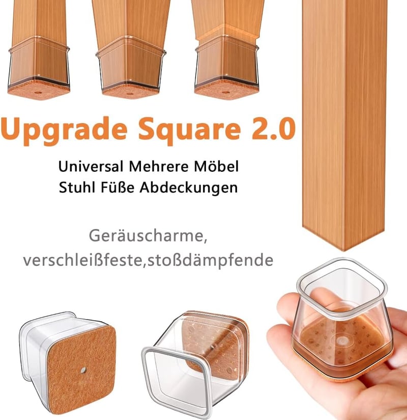 RUSIDO 35 db Szögletes Szék Lábvédő Sapka, Szilikon Védőkupak Fa Padlóhoz, Csúszásgátló Feltét 39-47 mm