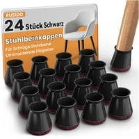 RUSIDO Silikonske kapice za noge stolica s filcom, crne, 24 komada - veličina S (14-20 mm) - okrugli štitnici za pod, za ravne i nagnute noge stolica 1