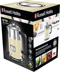 Russell Hobbs 1.7L Retro Vízforraló Krém-Inox Gyors Forrásítás Hőmérsékleti Kijelzővel 10