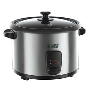 Russell Hobbs 19750-56 Cook@Home kuhalo za rižu kapaciteta 1,8 l, s funkcijom održavanja topline, nastavkom za kuhanje na pari, izvedba od nehrđajućeg čelika i crne boje, 700 W
