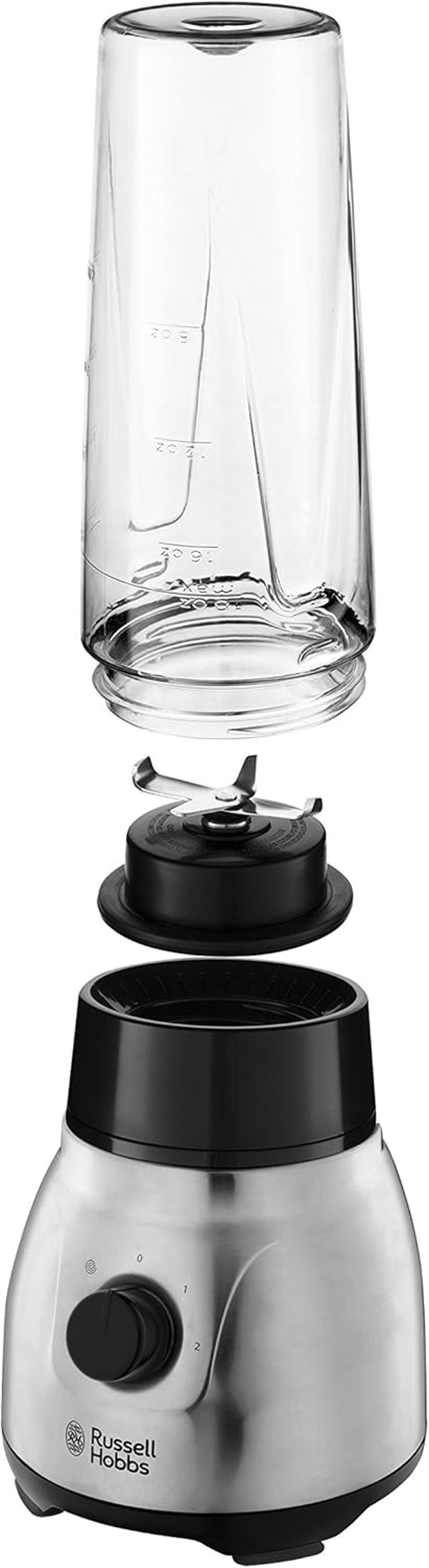 Russell Hobbs 2 az 1-ben Turmixgép Üveg Tartállyal, Hordozható Pohárral és 0.8 LE Motorral