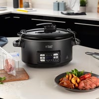 Russell Hobbs 25630-56 Multivarník 3 v 1, pomalý hrniec, sous-vide a panvica na pečenie s teplomerom na mäso, 6,5 l keramická nádoba, digitálny displej, časovač 4