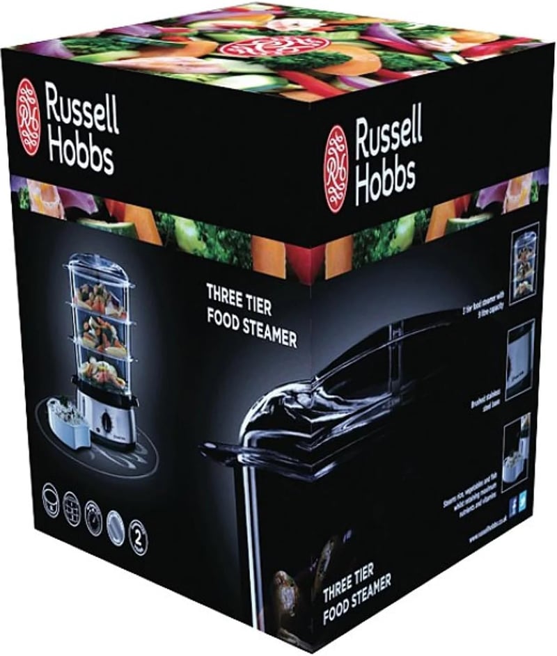 Russell Hobbs 9L gőzöző 60 perces időzítővel, 3 edénnyel, rizsfőző és tojástartó, BPA-mentes
