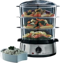 Russell Hobbs 9L gőzöző 60 perces időzítővel, 3 edénnyel, rizsfőző és tojástartó, BPA-mentes 3