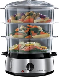 Russell Hobbs 9L gőzöző 60 perces időzítővel, 3 edénnyel, rizsfőző és tojástartó, BPA-mentes 1