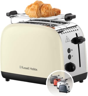 Russell Hobbs Colours Plus 26551-56 toster za 2 kriške, krem boje, 1600W, široki utori — Udubljenje na bočnoj strani (stanje: vidi 2. sliku)
