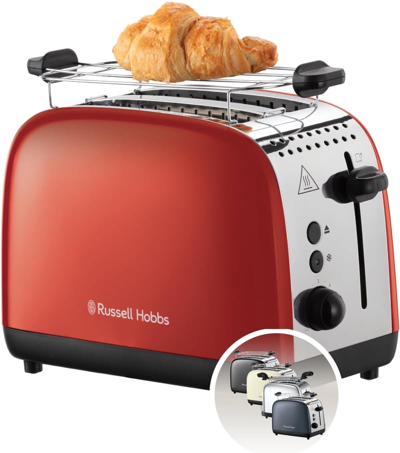 Russell Hobbs Colours Plus Piros Kenyérpirító 2 Szeletes Extra Széles Nyílás 1600W