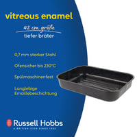 Hlboký pekáč Russell Hobbs CW11431 Romano 42 cm – vhodný do umývačky riadu, nepriľnavý smaltovaný oceľový pekáč, do 230 °C, čierny 2