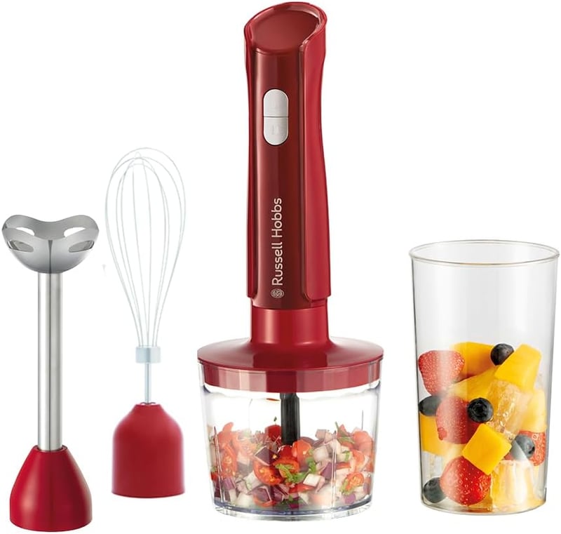 Russell Hobbs Desire Red 3az1-ben kézi mixer, habverő és aprító 600ml pohárral
