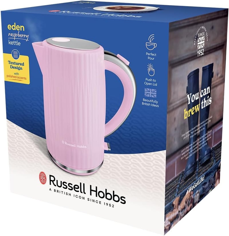 Russell Hobbs Eden 1.7L Vízforraló Málna Rozsdamentes Acél Szűrővel