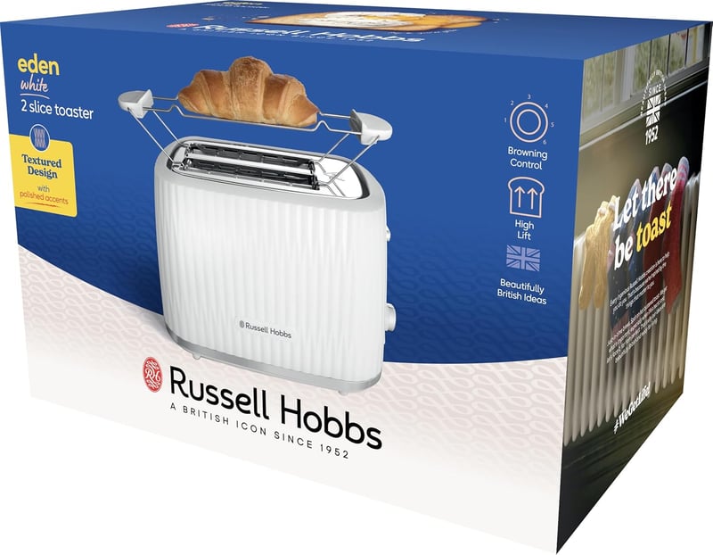 Russell Hobbs Eden 27370-56 kenyérpirító 2 szeletes fehér 6 fokozat leolvasztás funkcióval