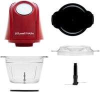 Russell Hobbs Elektromos Mini Aprító Piros 500ml Üveg Edénnyel Húshoz Zöldséghez 10