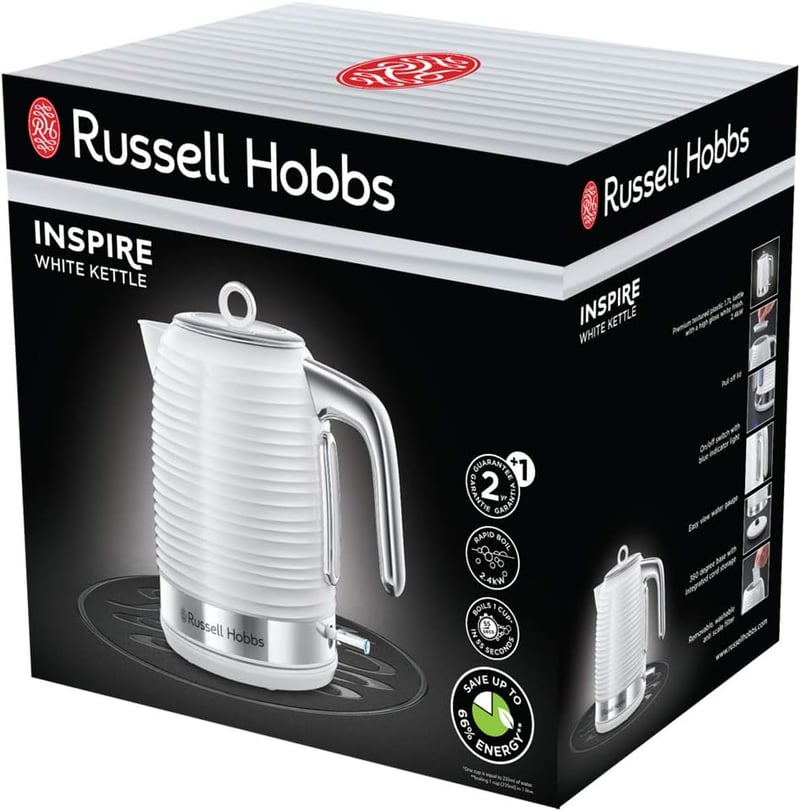Russell Hobbs Inspire 24360-70 Vízforraló 1,7L Fehér 2400W Gyorstöltés Funkcióval
