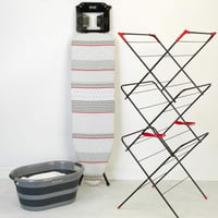 Coș de rufe oval pliabil Russell Hobbs LA053879GRYEU, 27L, organizator de depozitare portabil, negru/gri 3