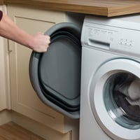 Coș de rufe oval pliabil Russell Hobbs LA053879GRYEU, 27L, organizator de depozitare portabil, negru/gri 8