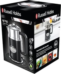 Russell Hobbs Retro Vízforraló 1.7L 2400W Fekete Rozsdamentes Acél Gyors Felmelegítés 10