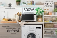 Digitálna mikrovlnná rúra Russell Hobbs RHM2079A 20 l, 800 W, 5 úrovní výkonu, 8 automatických programov, biela, hodiny, časovač, automatické rozmrazovanie 4