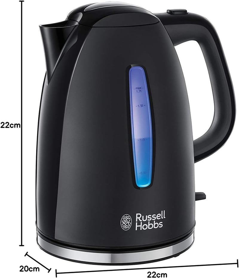 Russell Hobbs Textures+ 1,7L Vízforraló 2400W LED Világítás Gyors Fűtés Fekete