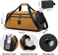 Rutiyoka Sport és Utazótáska Férfiaknak és Nőknek, Narancs Színű Többfunkciós Duffel Táska 56cm 2