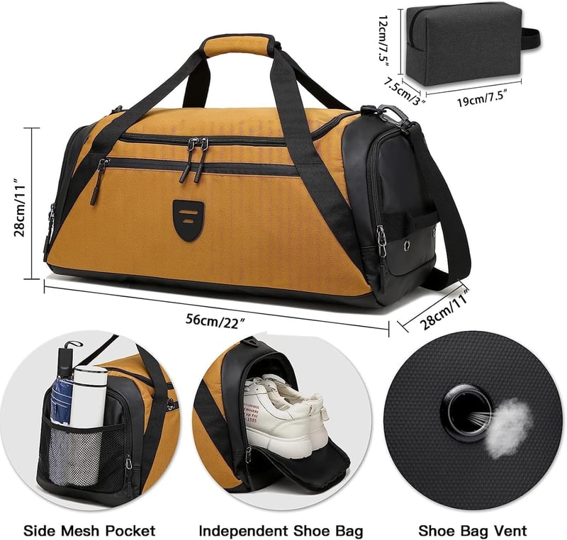 Rutiyoka Sport és Utazótáska Férfiaknak és Nőknek, Narancs Színű Többfunkciós Duffel Táska 56cm