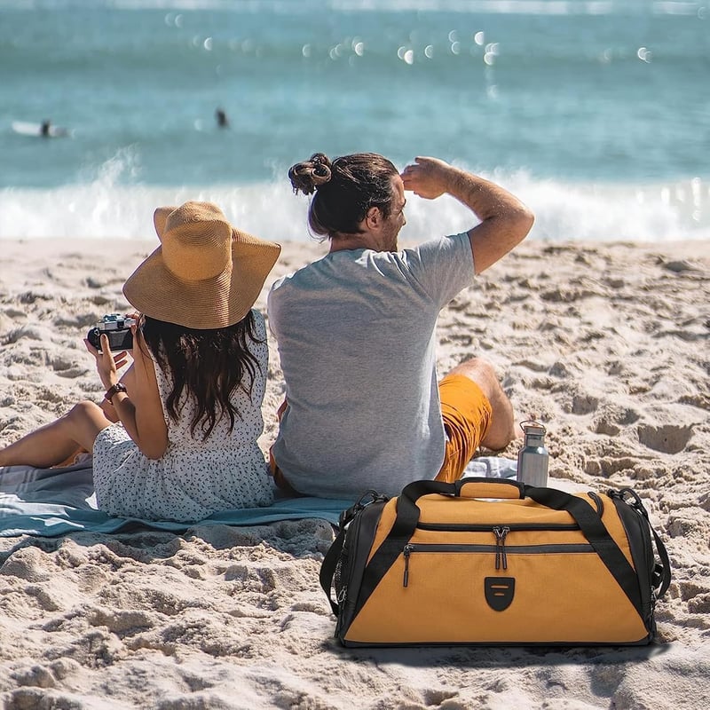 Rutiyoka Sport és Utazótáska Férfiaknak és Nőknek, Narancs Színű Többfunkciós Duffel Táska 56cm