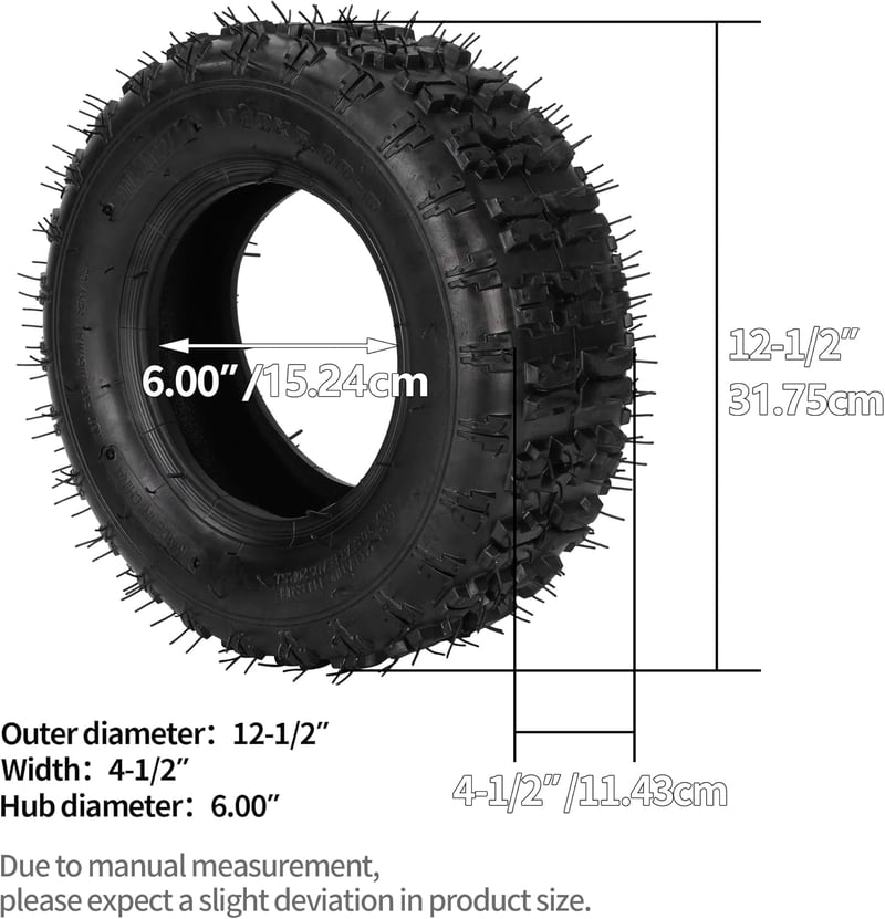 RUTU 13x5.00-6 Gumiabroncs és Tömlő TR87 Szeleppel - Quad, Gokart, Fűnyíró és Kerti Traktor Kerék Szett, 2db
