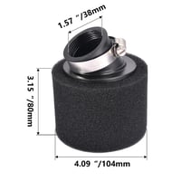 Filtru de aer curbat RUTU 38 mm pentru motor GY6 în 4 timpi de 50-150cc, ATV, Quad, Moped, Dirt Bike - Negru 2