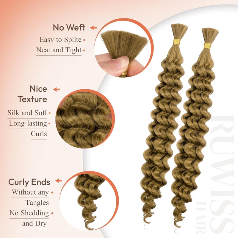 RUWISS 20 Inch Deep Wave Szintetikus Hajhosszabbítás Boho Fonáshoz 2 Csomag Méz Szőke