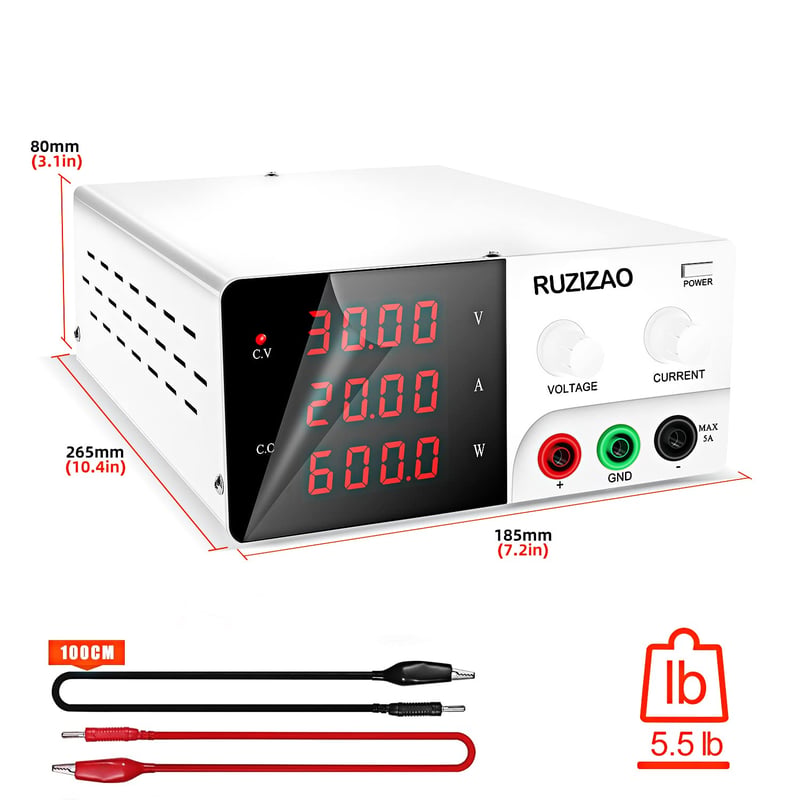 RUZIZAO 30V 20A 600W laboratóriumi tápegység LED kijelzővel