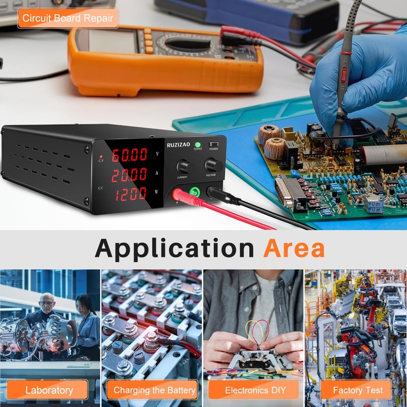 RUZIZAO 60V 20A laboratóriumi tápegység 1200W DC szabályozható kapcsolóüzemű
