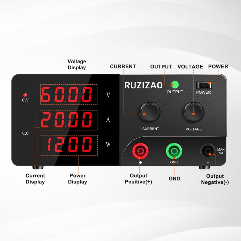 RUZIZAO 60V 20A laboratóriumi tápegység 1200W DC szabályozható kapcsolóüzemű
