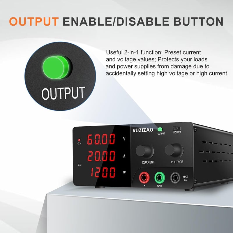 RUZIZAO 60V 20A laboratóriumi tápegység 1200W DC szabályozható kapcsolóüzemű