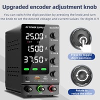 RUZIZAO Laboratóriumi Tápegység 30V 10A Szabályozható DC Kapcsolóüzemű Áramforrás OCP/OVP Védelemmel USB-A/Type-C Gyorstöltéssel 4