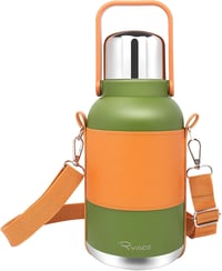 RYACO 1.2L rozsdamentes acél termikus vizes palack, BPA mentes, szíjjal - zöld 1