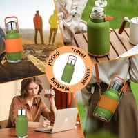 RYACO 1.2L rozsdamentes acél termikus vizes palack, BPA mentes, szíjjal - zöld 6