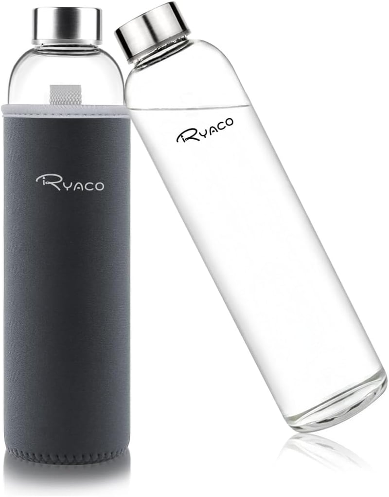 Ryaco üveg vizes palack neoprén hüvellyel 550ml és 1L szódásüdítőhöz - 750 ml, Darkgray