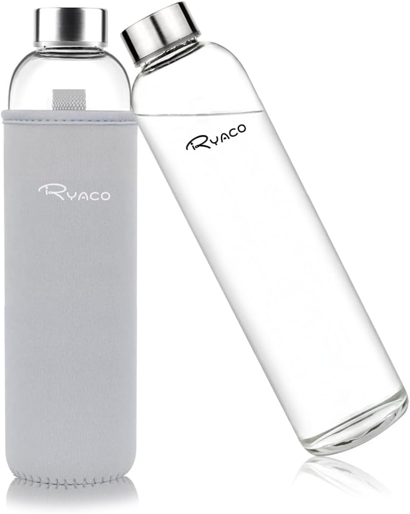 Ryaco üveg vizes palack neoprén hüvellyel 550ml és 1L szódásüdítőhöz - 750 ml, Lightgrey