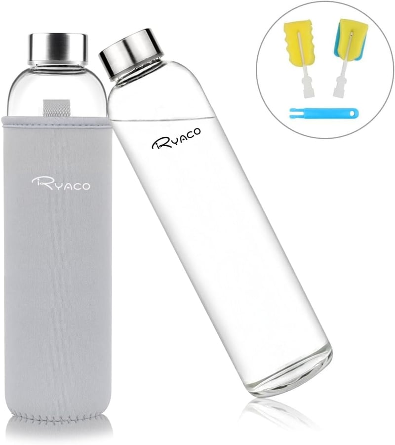 Ryaco üveg vizes palack neoprén hüvellyel 550ml és 1L szódásüdítőhöz - 750 ml, Lightgrey