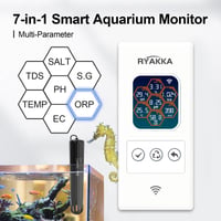 RYAKKA Smart 7 v 1 merač kvality vody v akváriu s WiFi aplikáciou pre sladkú aj slanú vodu, digitálny monitor ORP, salinity, TDS, EC, teploty a pH 2