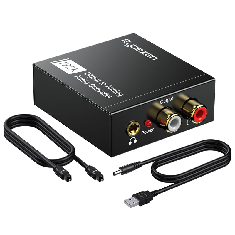 Rybozen DAC Audio adaptér 192 kHz SPDIF Toslink optický na RCA digitálno-analógový prevodník, stereo RCA a 3,5 mm jack, pre PS3, PS4, Xbox, HDTV, Blu-ray
